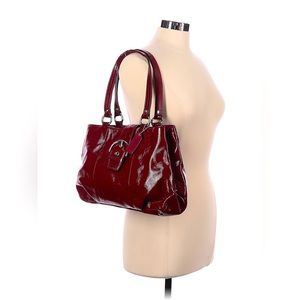 Coach Factory Burgundy Wine Magnetic Belt  Closure One Size Leather Shoulder Bag